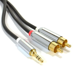 kenable 007945 audio cable 2 m 3.5mm 2 x RCA Black, Gold, Silver