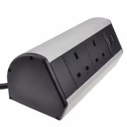 kenable Desktop Bench Table Mountable PDU 2 x UK Sockets & 2 x USB Ports Power Pod Black