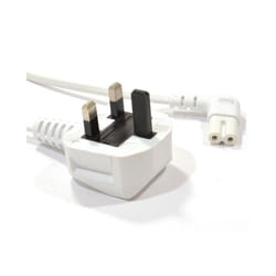 kenable Power Cord UK Plug to Right Angle Figure 8 Lead Cable C7 0.5m WHITE