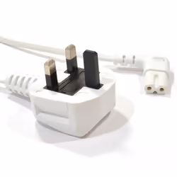kenable Power Cord UK Plug to Right Angle Figure 8 Lead Cable C7 1m WHITE