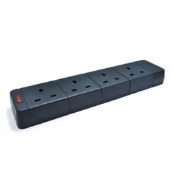 kenable 008336, Type G (BS 1363), Black, 4 AC outlet(s), 13 A, 260 mm, 230 g