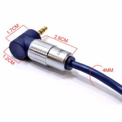 kenable PURE Right Angle Elbow 3.5mm Stereo Jack Plug to Socket Cable 1m