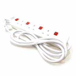 kenable 4 Way Gang Mains Power Extension Lead With Individual Neon Switches 2m