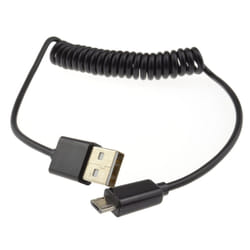 kenable Coiled Shielded USB 2.0 A To MICRO B Data and Charging Cable BLACK 1m