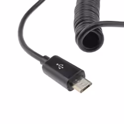 kenable Coiled Shielded USB 2.0 A To MICRO B Data and Charging Cable BLACK 1m
