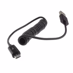 kenable Coiled Shielded USB 2.0 A To MICRO B Data and Charging Cable BLACK 1m