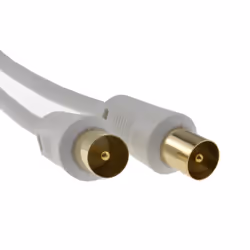 kenable RF TV Freeview Plug to Plug White Aerial Lead Cable with Coupler 50m