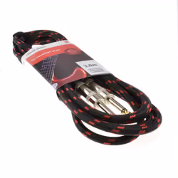 kenable 6.35mm Mono Braided Instrument Cable Red & Black Guitar Audio Lead 3m