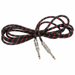 kenable 6.35mm Mono Braided Instrument Cable Red & Black Guitar Audio Lead 3m