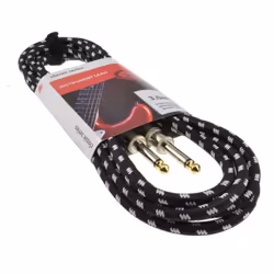 kenable 6.35mm Mono Braided Instrument Cable White & Black Guitar Audio Lead 3m