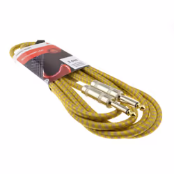 kenable 6.35mm Mono Braided Instrument Cable Gold & Bronze Guitar Audio Lead 3m
