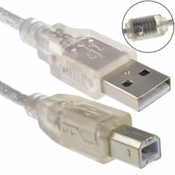 kenable 009074, 1 m, USB A, USB B, USB 2.0, Transparent