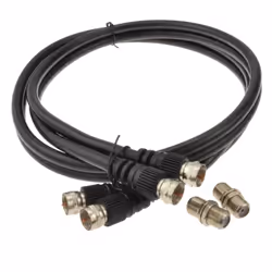 kenable TWIN Satellite Moulded F Type Plug to Socket RG6 Extension Cable 1m Black