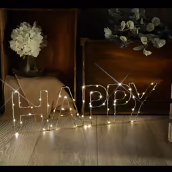 Warm White HAPPY Indoor Decoration Battery Powered LED Light Small
