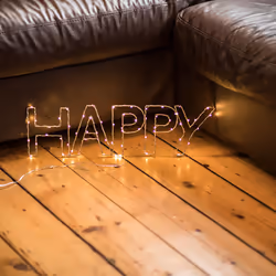 Warm White HAPPY Indoor Decoration Battery Powered LED Light Small