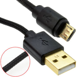kenable BRAIDED GOLD USB 2.0 A To MICRO B FAST CHARGE Cable 24AWG 0.5m BLACK