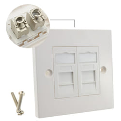 kenable SHIELDED RJ45 Face Plate Cat 6a Toolless Double Port with Keystones