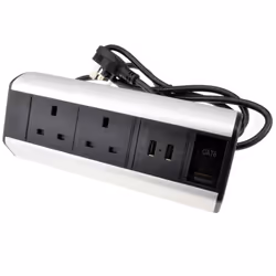 kenable Desktop Bench Table Mountable PDU 2 x UK Sockets & 2 x USB and RJ45 Port