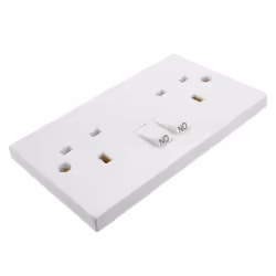 kenable 2 Way Gang 13 Amp Double Pole UK Mains Power Outlet Switched Faceplate