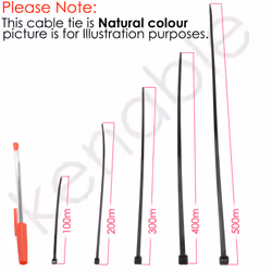 kenable Natural cable Ties 450mm x 9mm Nylon 66 UL Approved Pack of 100