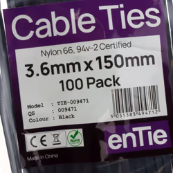 kenable 009471 cable tie Parallel entry cable tie Nylon Black 100 pc(s)