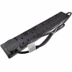 kenable 009556, 1 m, Indoor, Type G (BS 1363), Type G, Black, 6 AC outlet(s)