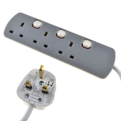 kenable 009557 power extension 1 m 3 AC outlet(s) Indoor Grey
