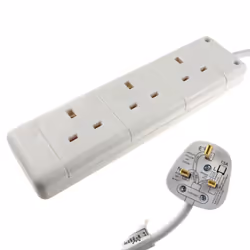 kenable 009561, 2 m, Indoor, Type G (BS 1363), Type G, White, 3 AC outlet(s)