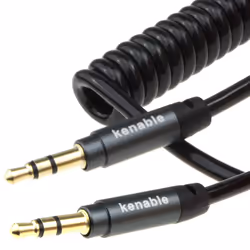 kenable PRO 22AWG COILED 3.5mm Stereo Jack Cable AUX Headphone Lead 1m GOLD