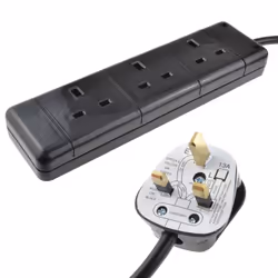 kenable 009599, 10 m, Indoor, Type G (BS 1363), Type G, Black, 3 AC outlet(s)