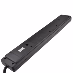 kenable Surge Protected 6 Gang Way Mains Extension Socket UK 13A Black  1m