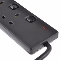 kenable Individually Switched 6 Way Gang UK Mains Extension Lead Black 10m