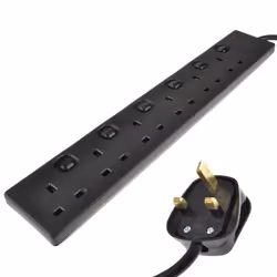kenable 009636, 5 m, Indoor, Type G (BS 1363), Type G, Black, 6 AC outlet(s)