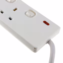 kenable Individually Switched 6 Way Gang UK Mains Extension Lead White 10m