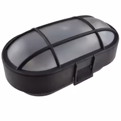 kenable Wall Mounted Lamp Outdoor Oval Bulkhead E27 Light IP44 Black