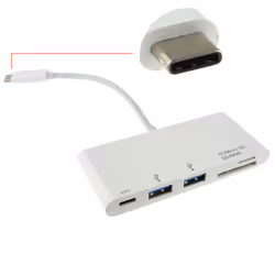 kenable USB 3.1 Type C to 2 x USB 3 Sockets & SD Micro SD Card Reader with PD