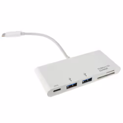 kenable USB 3.1 Type C to 2 x USB 3 Sockets & SD Micro SD Card Reader with PD