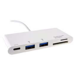 kenable USB 3.1 Type C to 2 x USB 3 Sockets & SD Micro SD Card Reader with PD