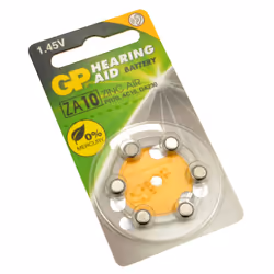 GP Hearing Aid Batteries ZA10 PR70 Yellow 1.4V 75mAh 3.6x5.8mm