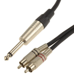kenable 6.35mm Mono Jack to Red & White RCA Phono Plugs Soft Flex Cable 3m