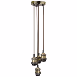 Quad E27 Antique Brass Rose Vintage Lighting Pendant with 1.8m Cables