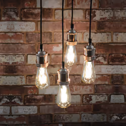 Quad E27 Bright Copper Rose Vintage Lighting Pendant with 1.8m Cables