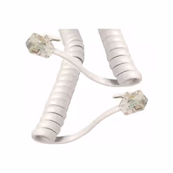 TUK - White RJ10 Plug to Plug Coiled Telephone Handset Lead - 1.8m