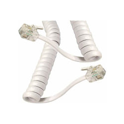TUK - White RJ10 Plug to Plug Coiled Telephone Handset Lead - 1.8m