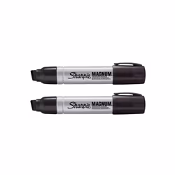 Pro Magnum Large Jumbo Permanent Markers - Pack of 2 - Extra Wide Chisel Wedge Tip - Black Ink