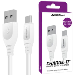 Advanced Accessories CHARGE-iT MicroUSB-Cable - 3 Metres-White