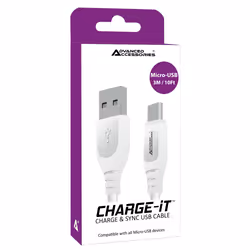 Advanced Accessories CHARGE-iT MicroUSB-Cable - 3 Metres-White