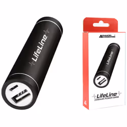 Advanced Accessories LifeLine 2200-X Power Bank [8 Pin/USB-C/MicroUSB] Mobile Phone Emergency Charger-Black, 2200 mAh, Lithiu ...