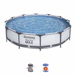 BestWay Steel Pro Frame Swimming Pool Set Round Above Ground With Filter Pump - 12'X30"