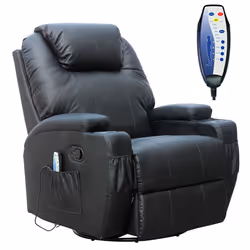 WestWood Bonded Leather Massage Recliner Chair Cinema Sofa Armchair Swivel Heat - Black